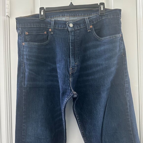 Levis 505 Regular Fit Straight Leg Jeans W38 L30 Dark Wash Denim Mens - Picture 5 of 7